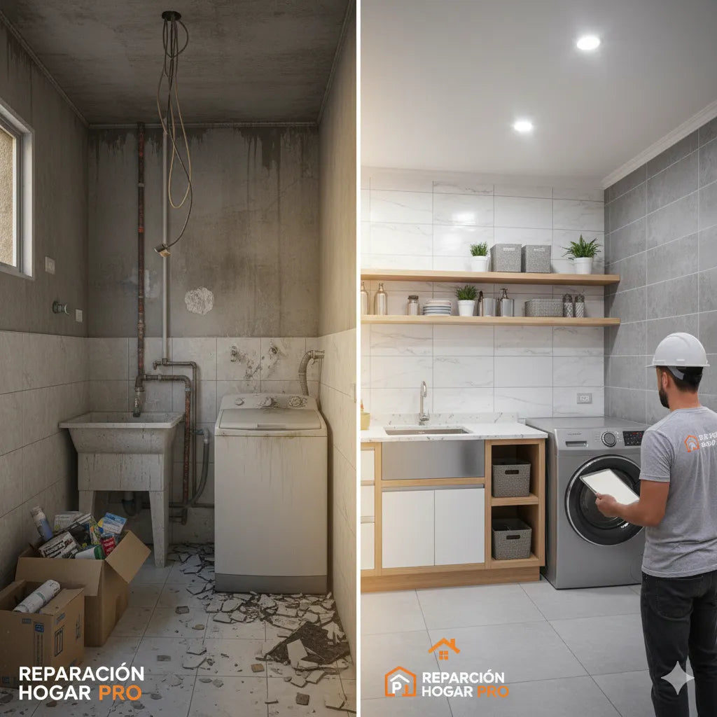 antes y después de una remodelacion de una logia